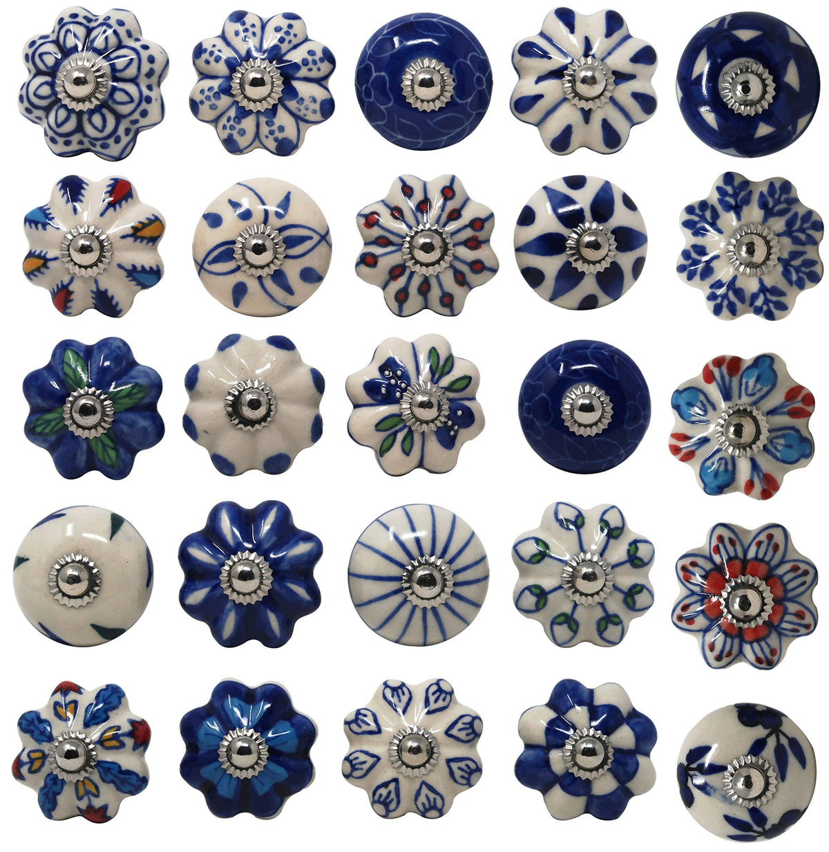 Ajuny ceramic blue knob with glossy finish on a cabinet for cohesive décor