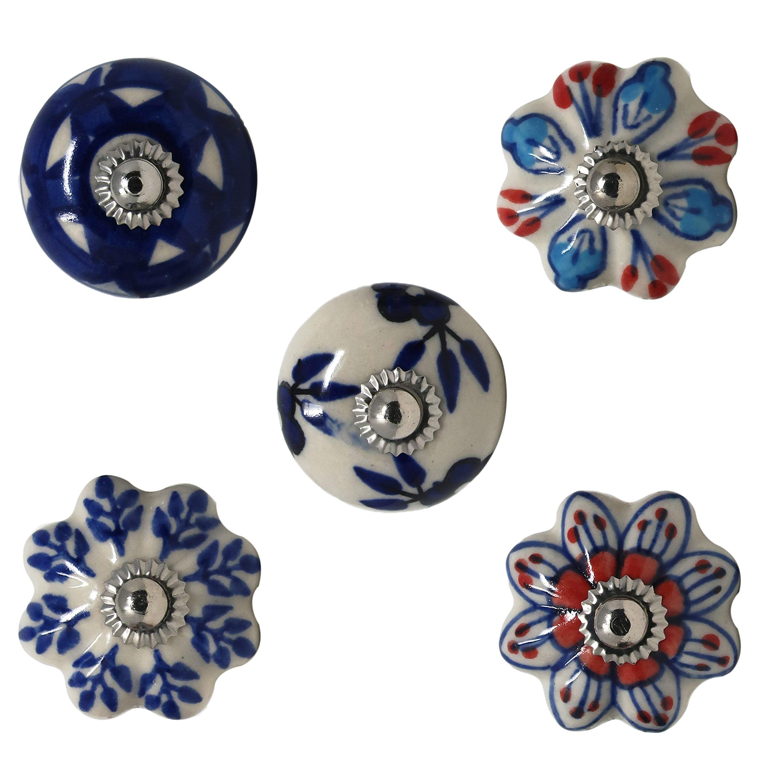 Ajuny blue ceramic knob side view emphasizes ergonomic and comfortable grip