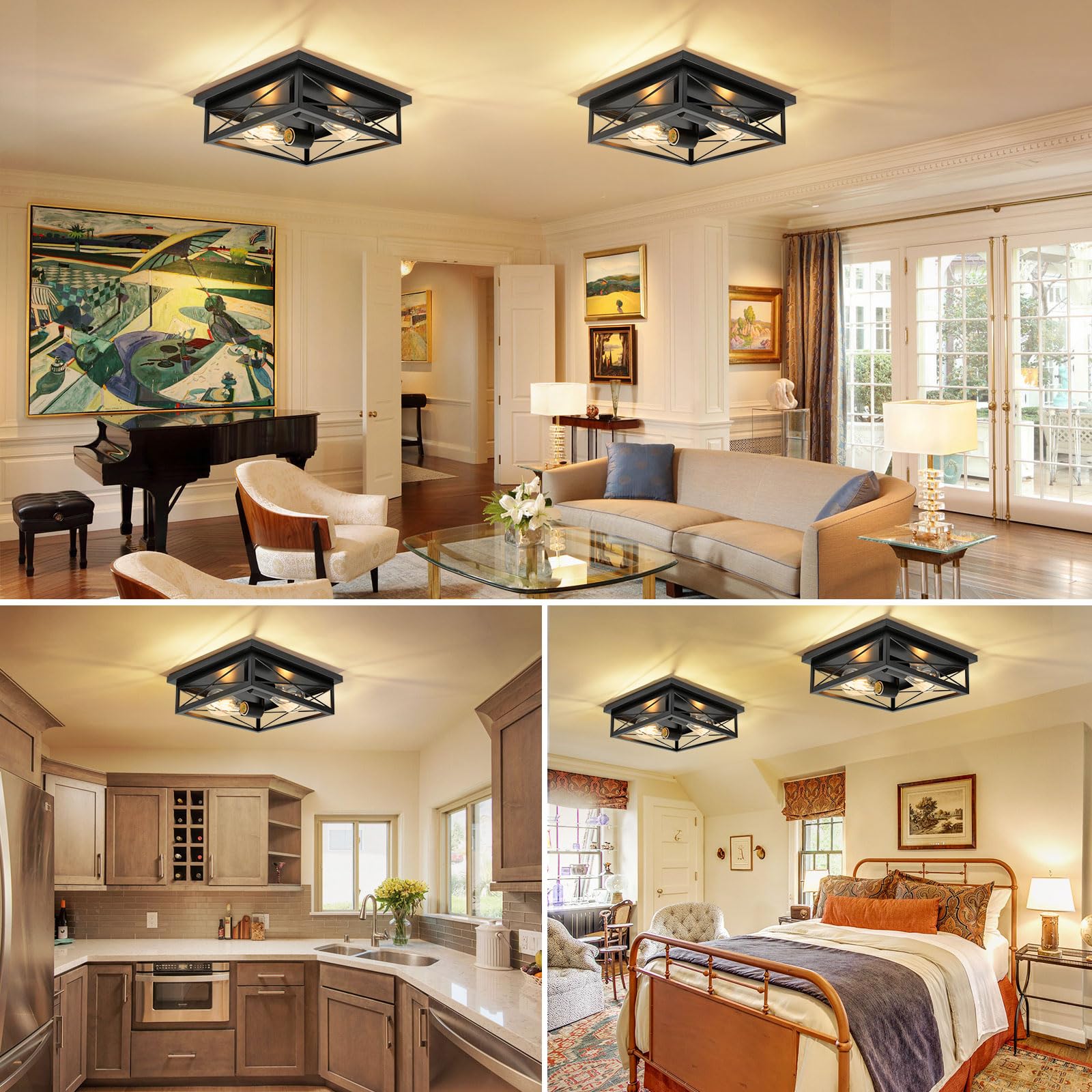AKAARI 10-inch black ceiling light offers compact, clean ceiling illumination.
