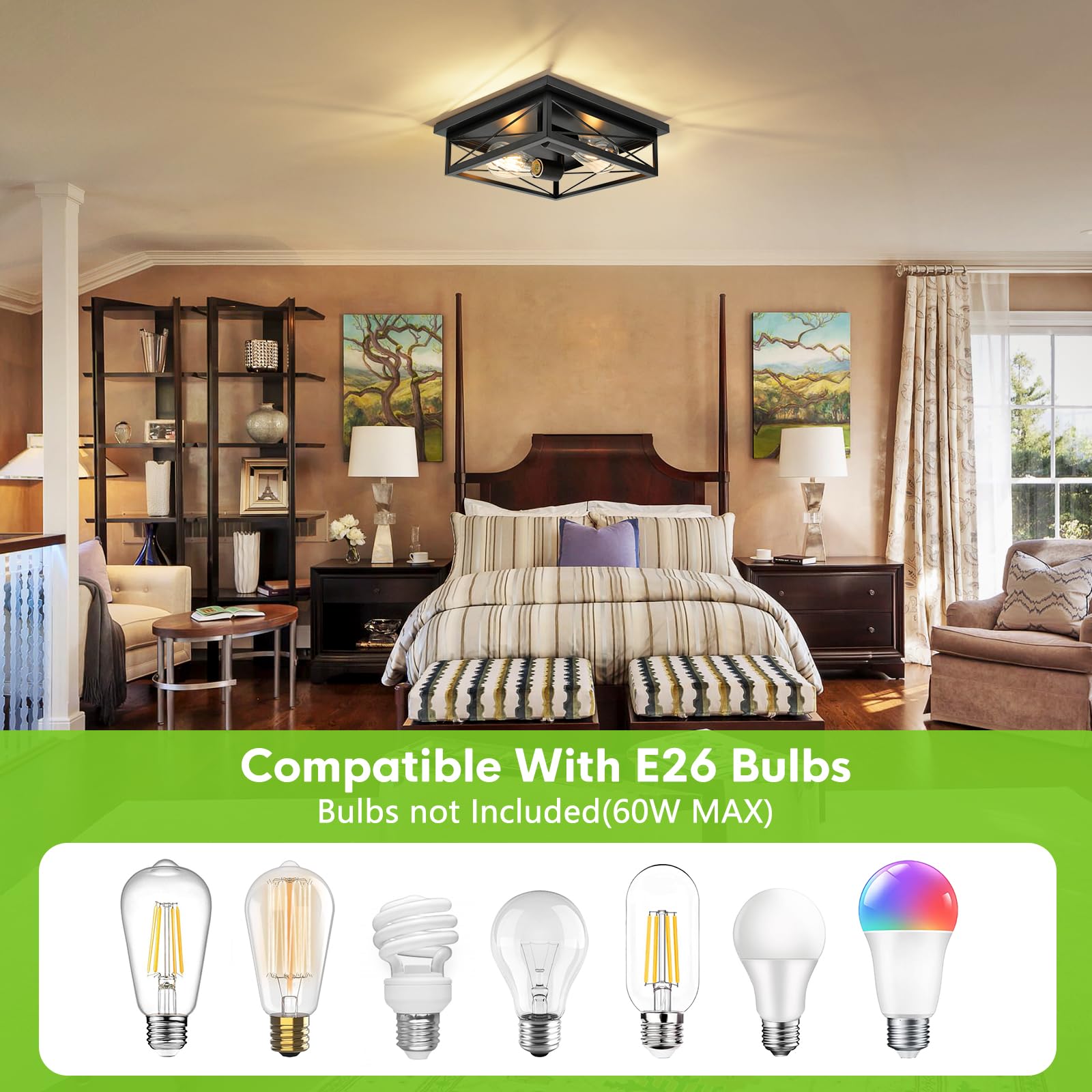 AKAARI dimmable ceiling fixture for mood-adjusting brightness in living spaces.