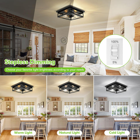AKAARI black flush mount with E26 socket supports flexible bulb choices.