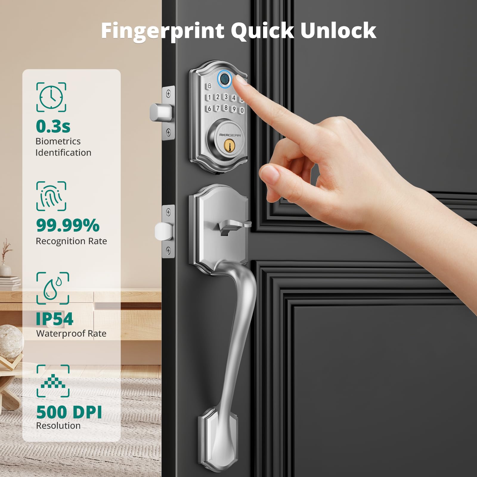 AkaGear DS10 fingerprint unlock demo showing quick keyless access