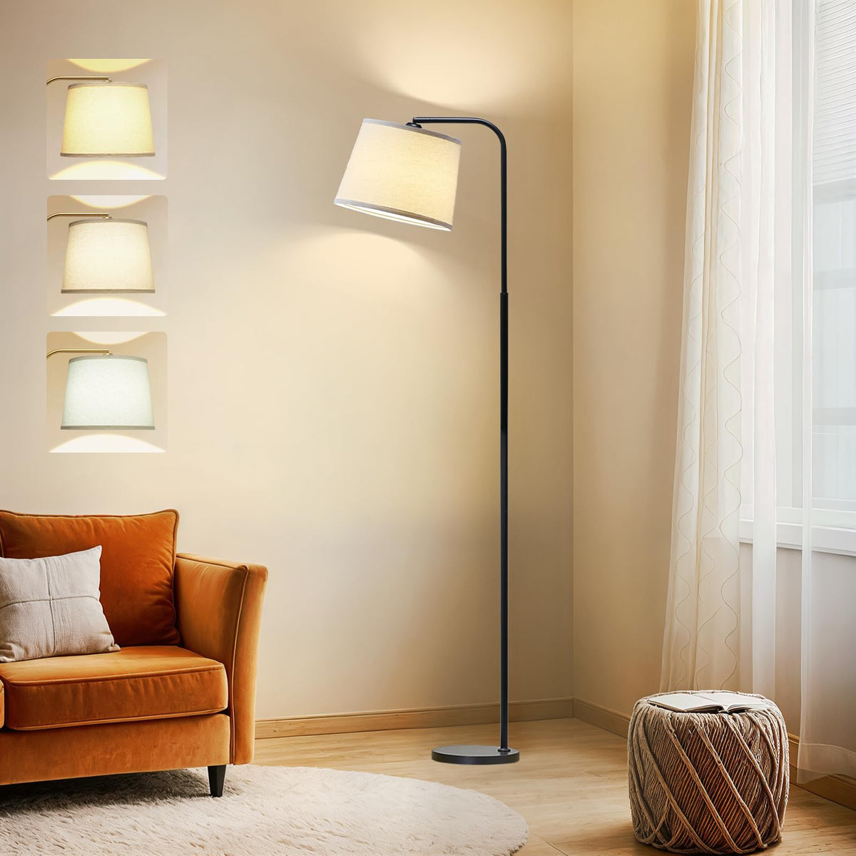 AKASUKI arc floor lamp with modern silhouette enhancing living room ambiance