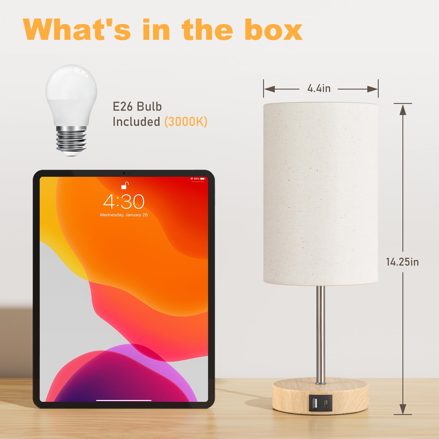 AKASUKI table lamp compact design fits small nightstands and desks.