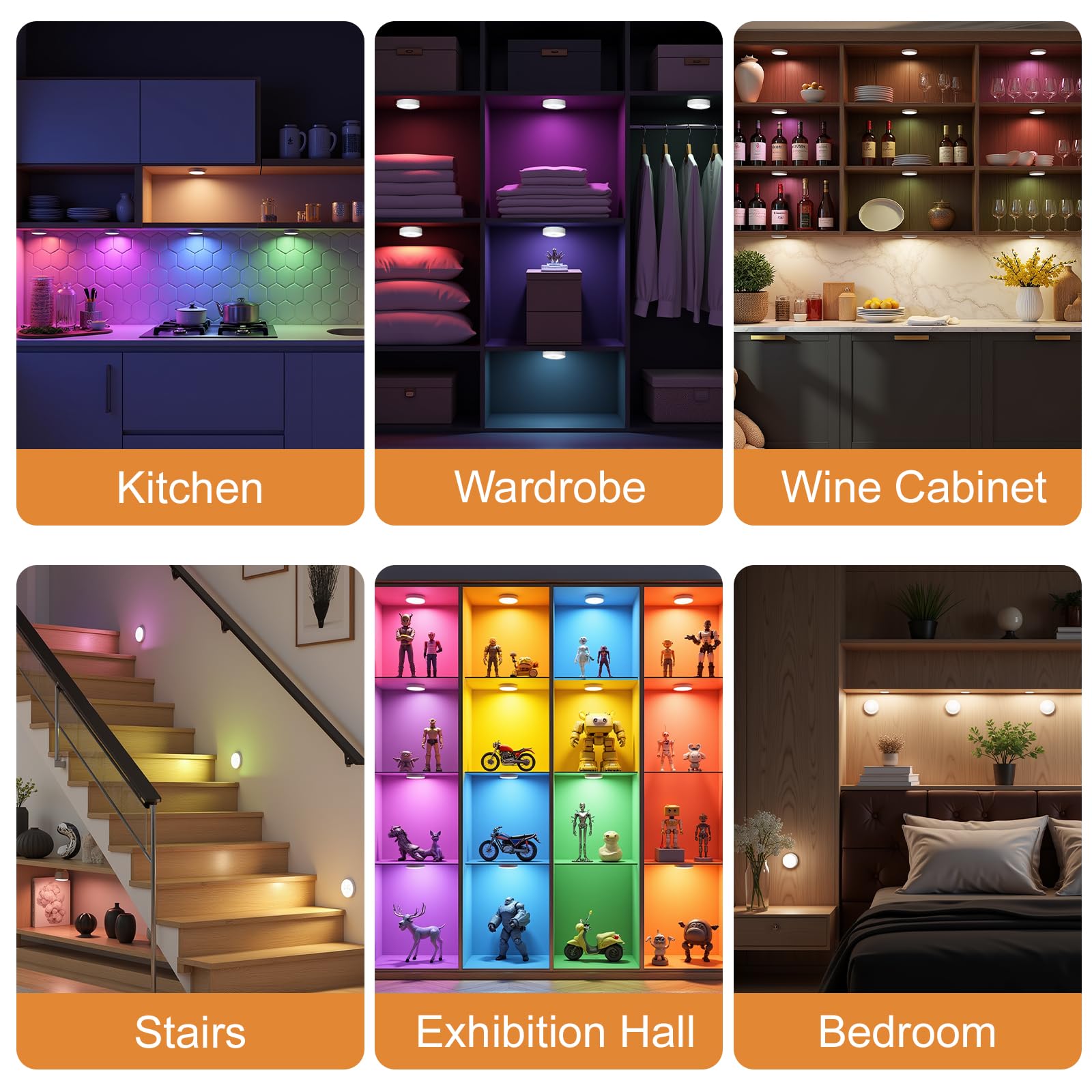 Akavivo RGB puck light with adjustable brightness levels