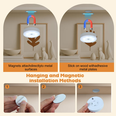 Akavivo magnetic puck lights mount easily without tools