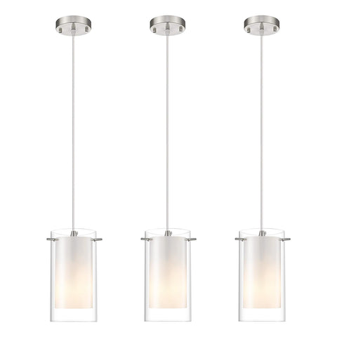 AKEZON 3-light pendant with exterior clear glass shade for bright kitchen lighting