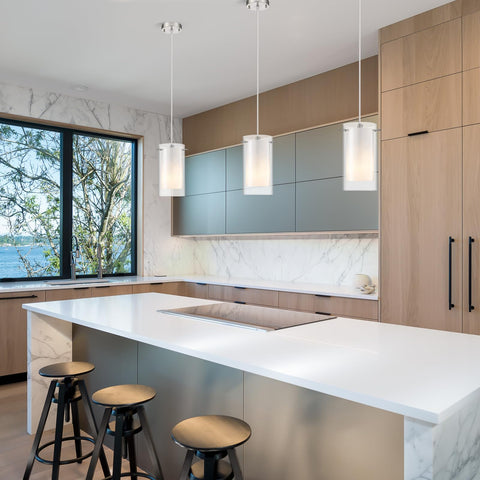 AKEZON 3-light pendant with inner frosted glass shade for soft dining ambiance