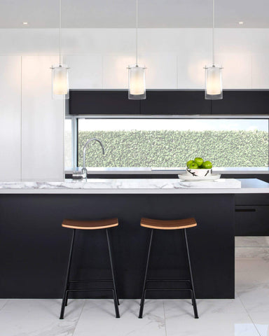 AKEZON brushed-nickel finish pendant lights in a two-pack