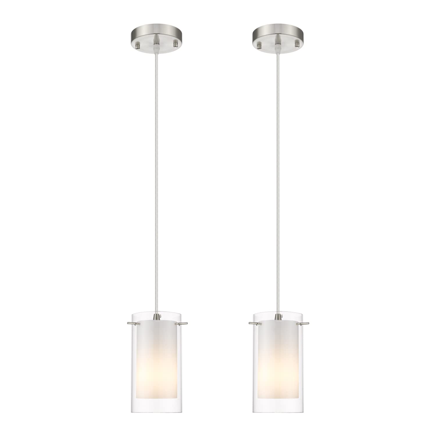 AKEZON pendant with outer clear shade for warm kitchen lighting