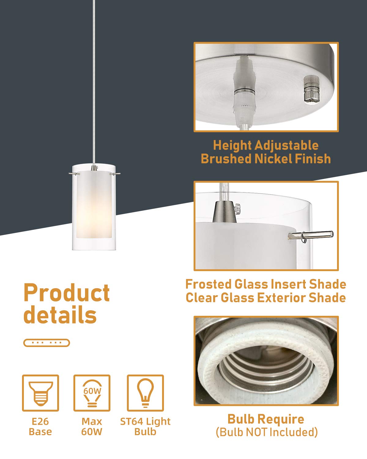 AKEZON hardwired installation pendant light with easy setup
