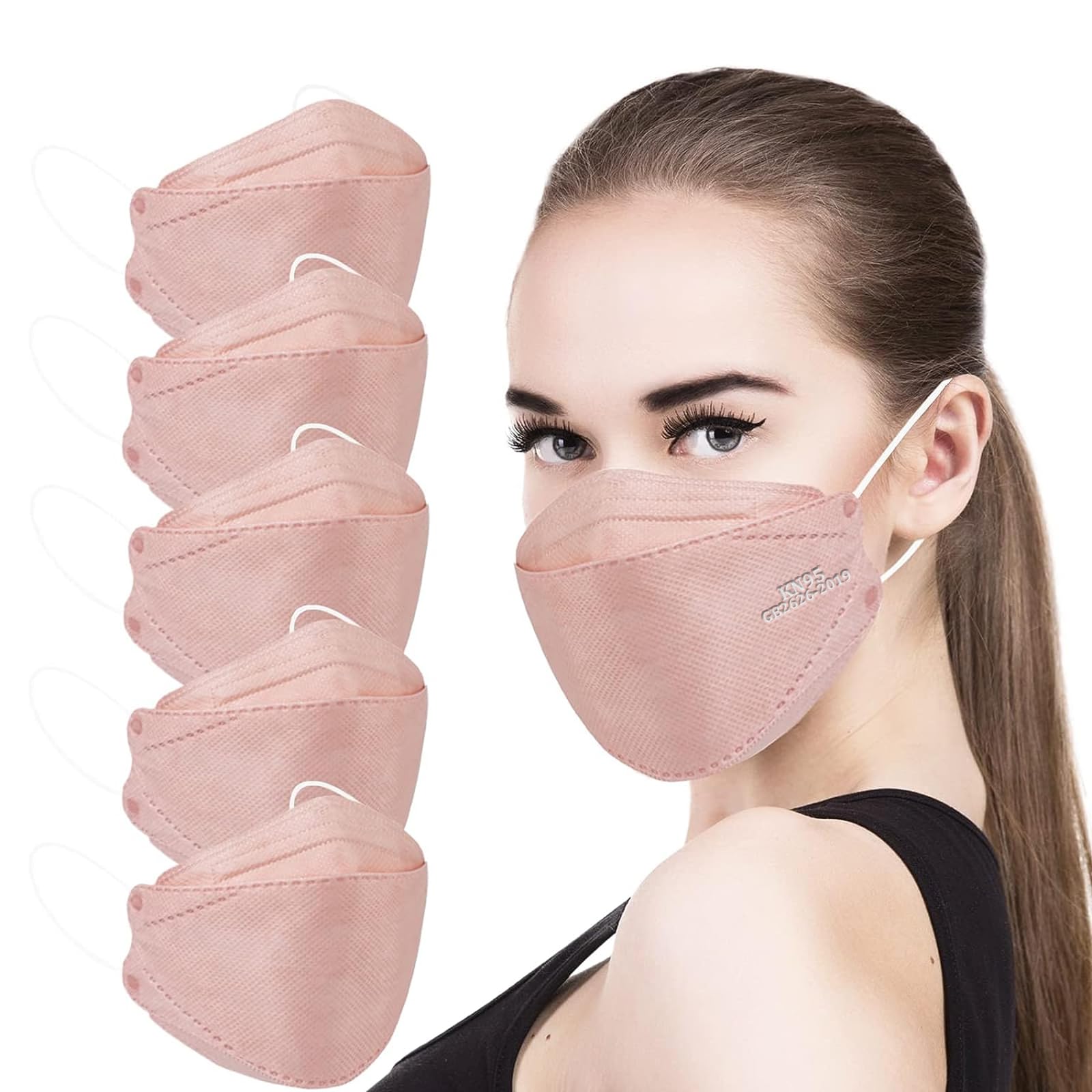 akgk KN95 mask 50-pack blush pink packshot for daily protection