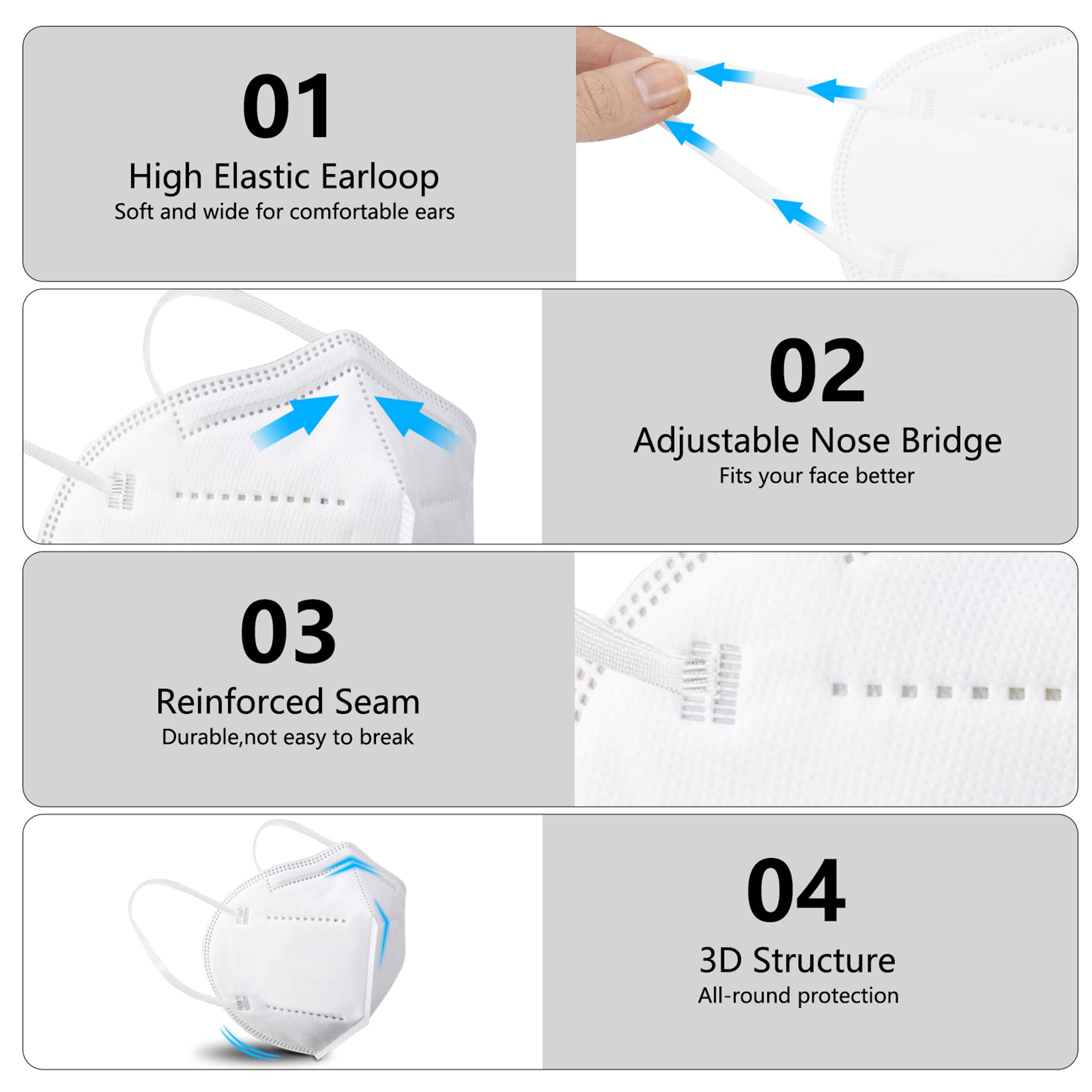 Akgk KN95 earloops close-up for secure, comfortable wear