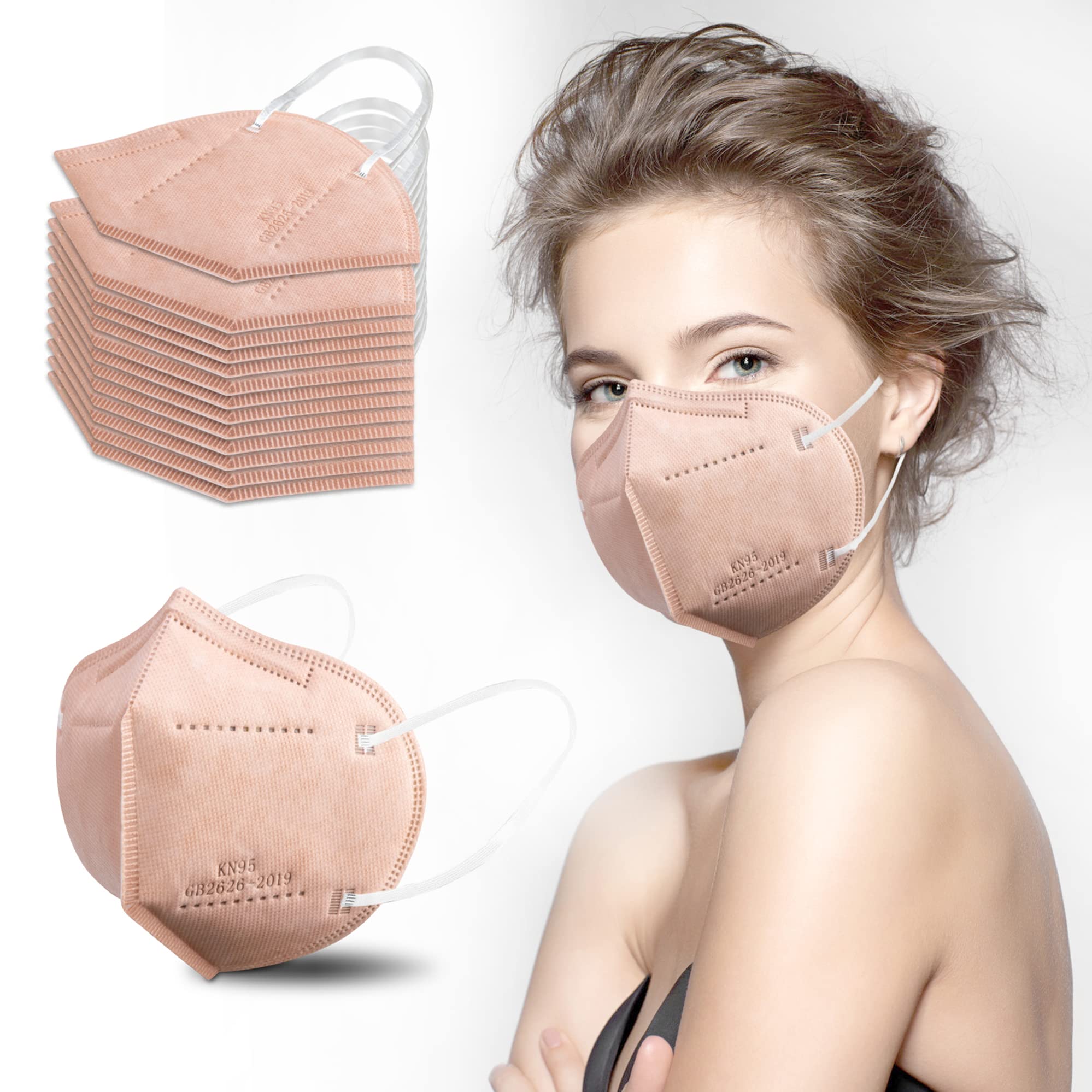 akgk KN95 pink mask closeup of outer breathable layers