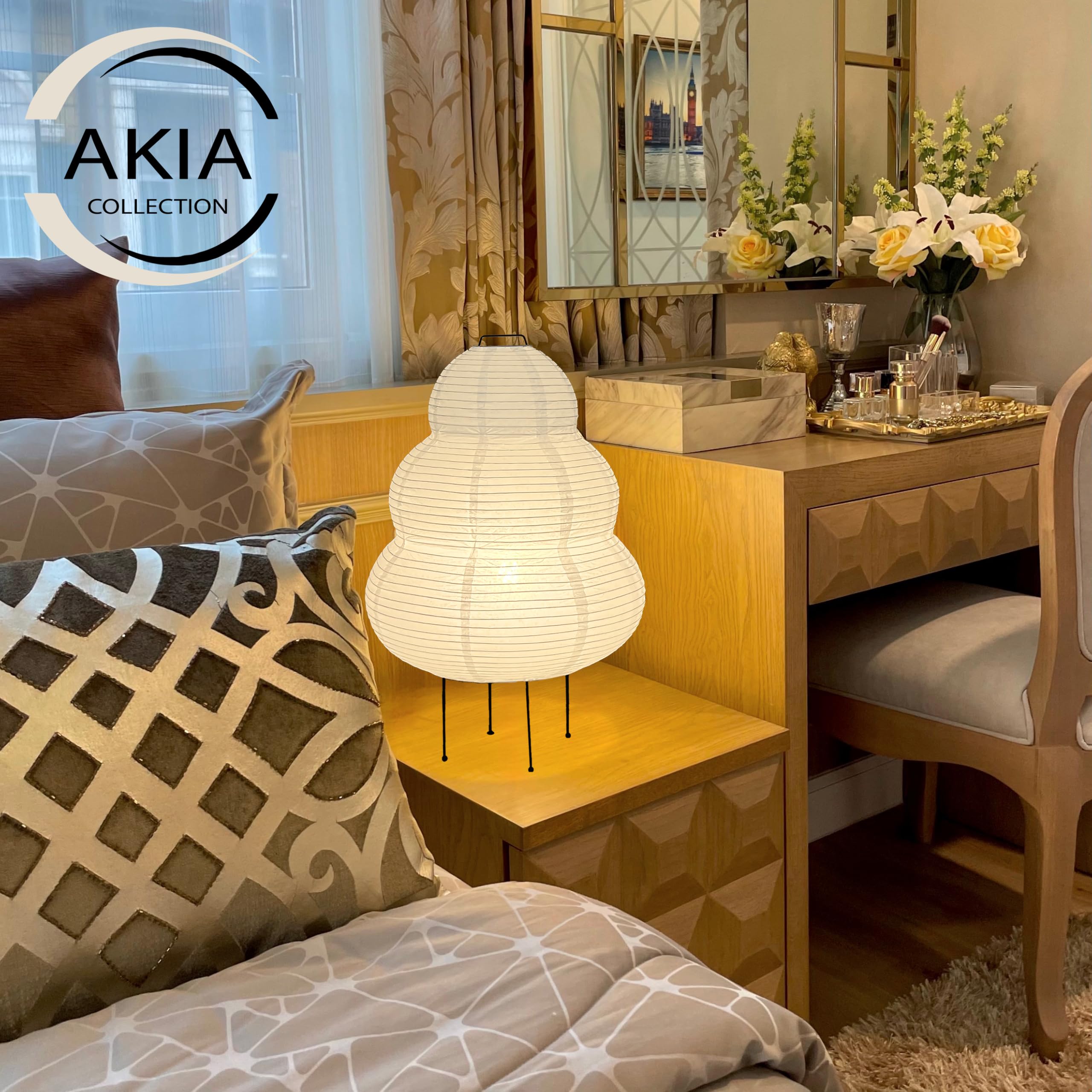 Akia Collection Washi shade rice paper lamp for bedside use