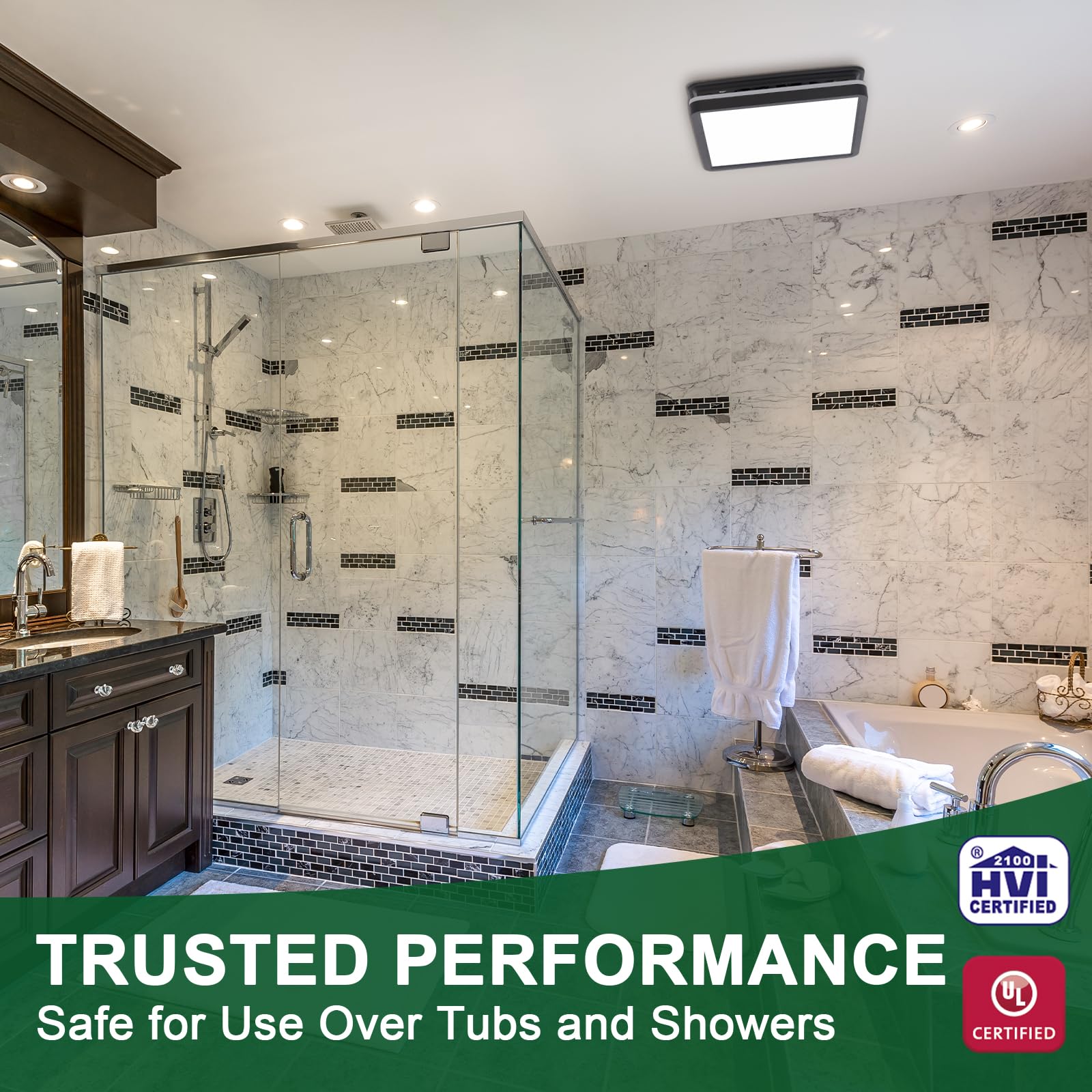 80 CFM airflow illustrates strong ventilation for small bathrooms