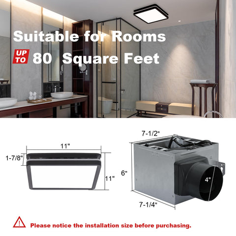 Ceiling installation view shows easy mounting for standard bathrooms