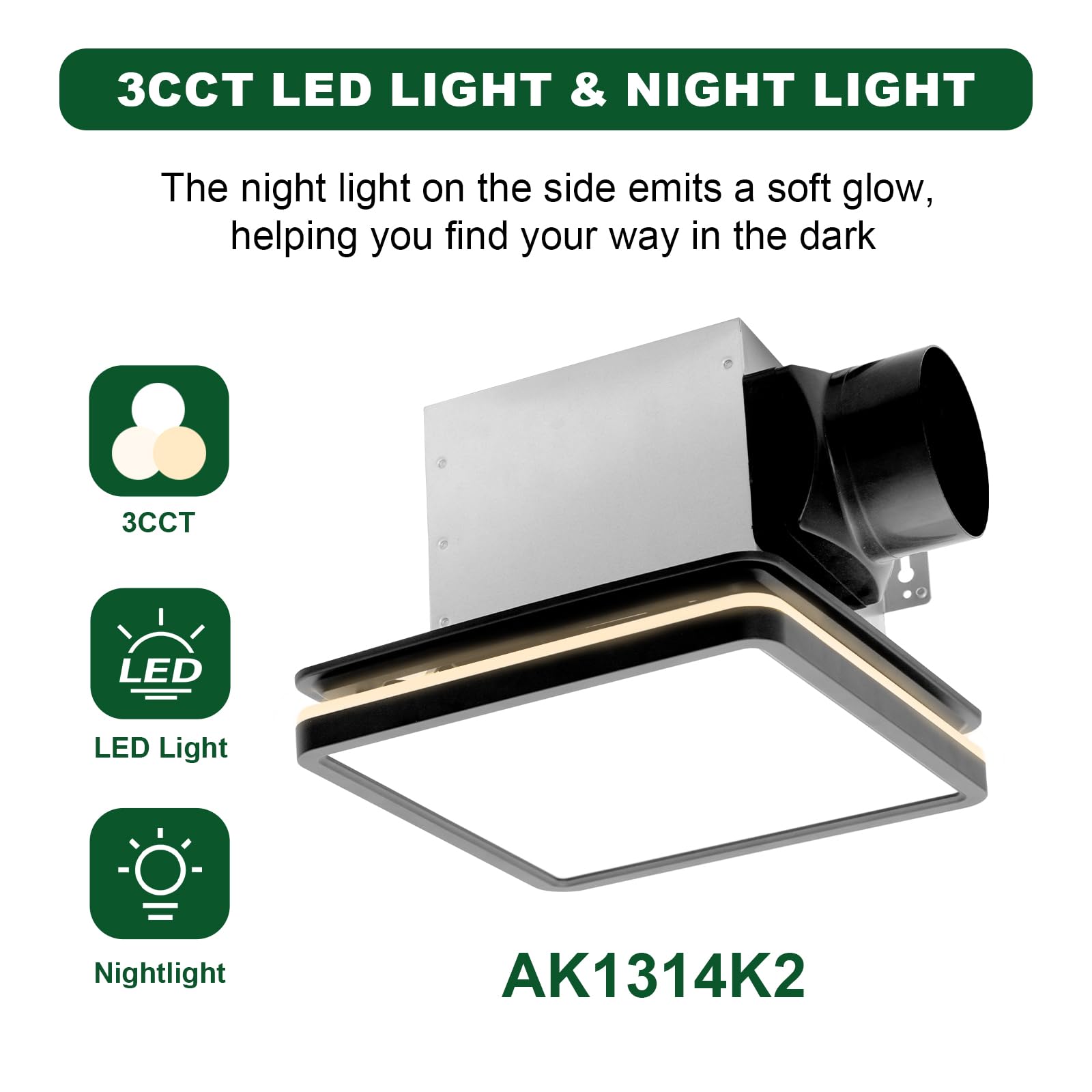 Compact design helps Akicon fan blend with any bathroom decor
