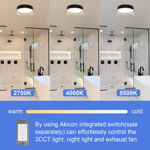 Akicon night light with dual color options for bathroom use