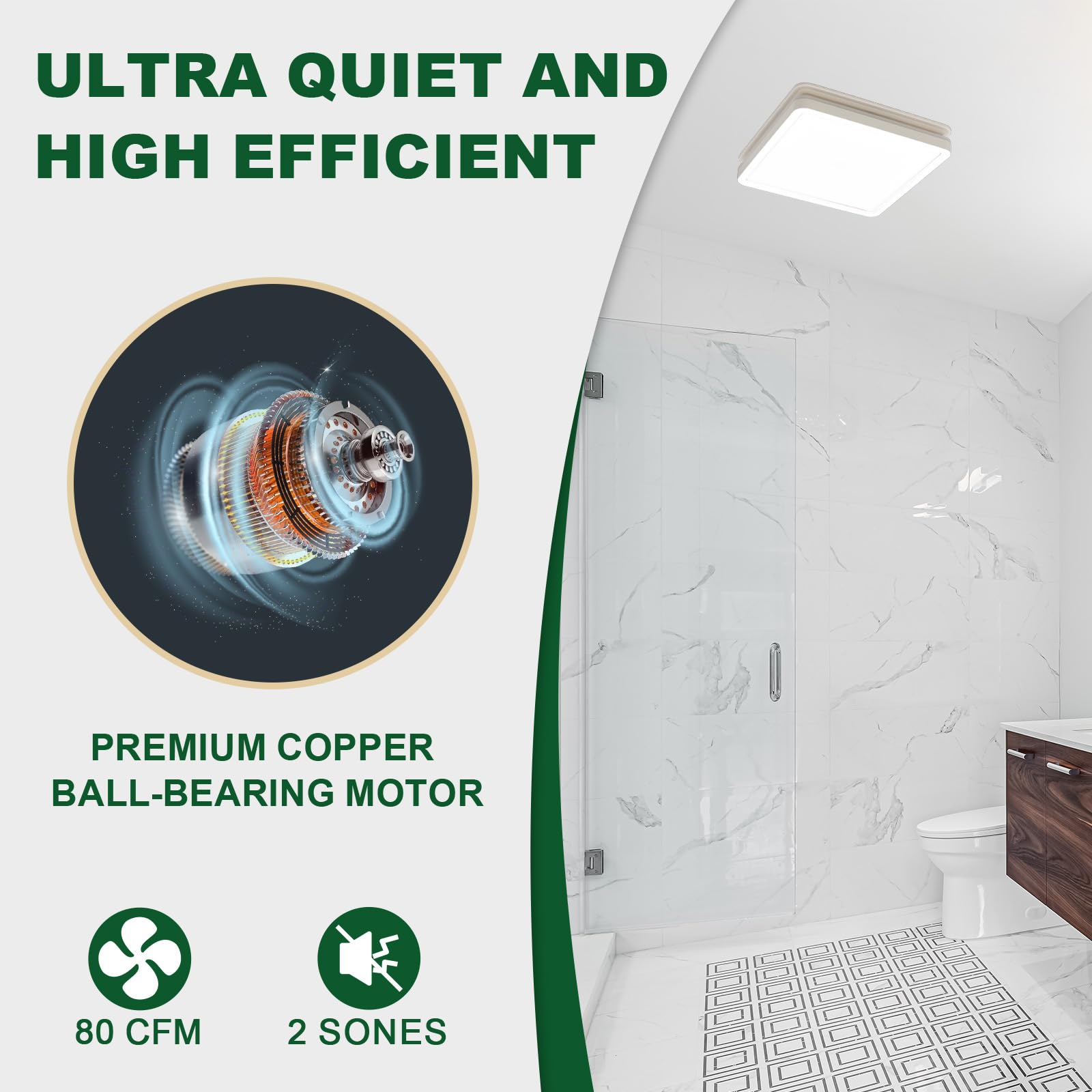 Akicon ceiling mount exhaust fan with compact, stylish design