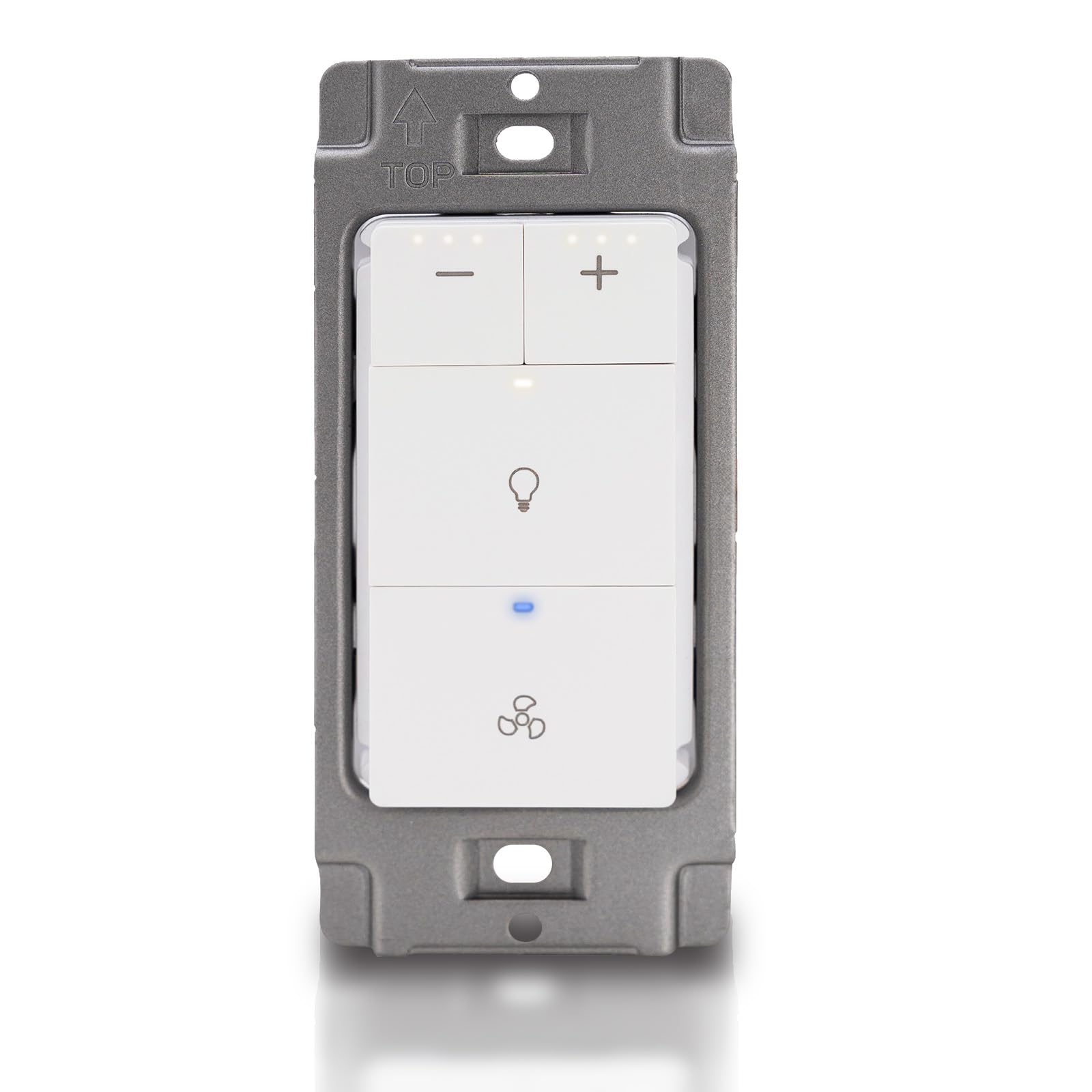 Akicon dimmer switch for exhaust fan and light enables joint brightness and airflow control.