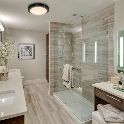 Akicon LED light with frosted glass cover, soft illumination close-up.