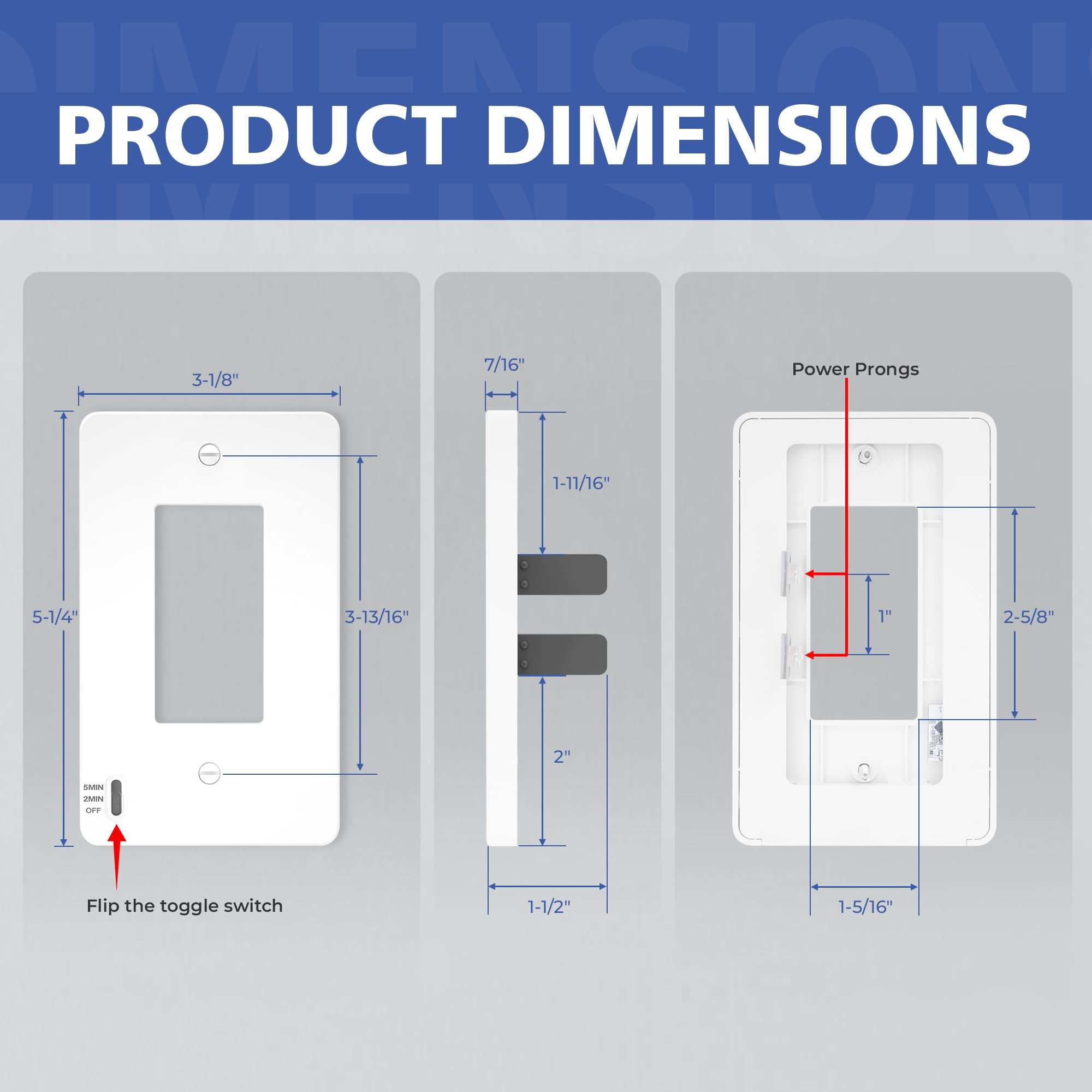 Akicon light switch cover durable PC material resists heat and wear