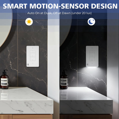 Akicon light switch cover motion sensor activates LED lighting on approach