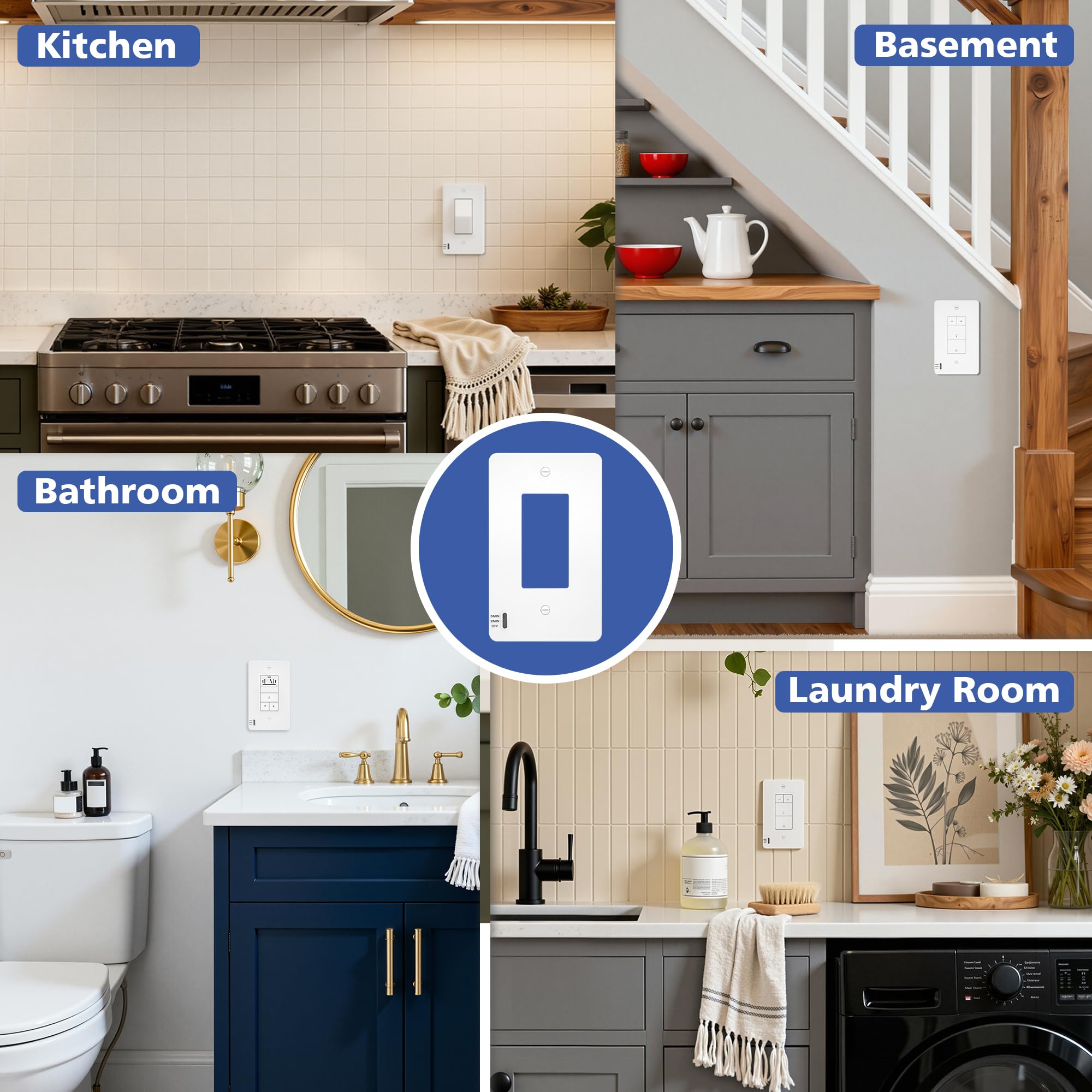 Akicon light switch cover white plate adds subtle illumination to bathrooms and hallways