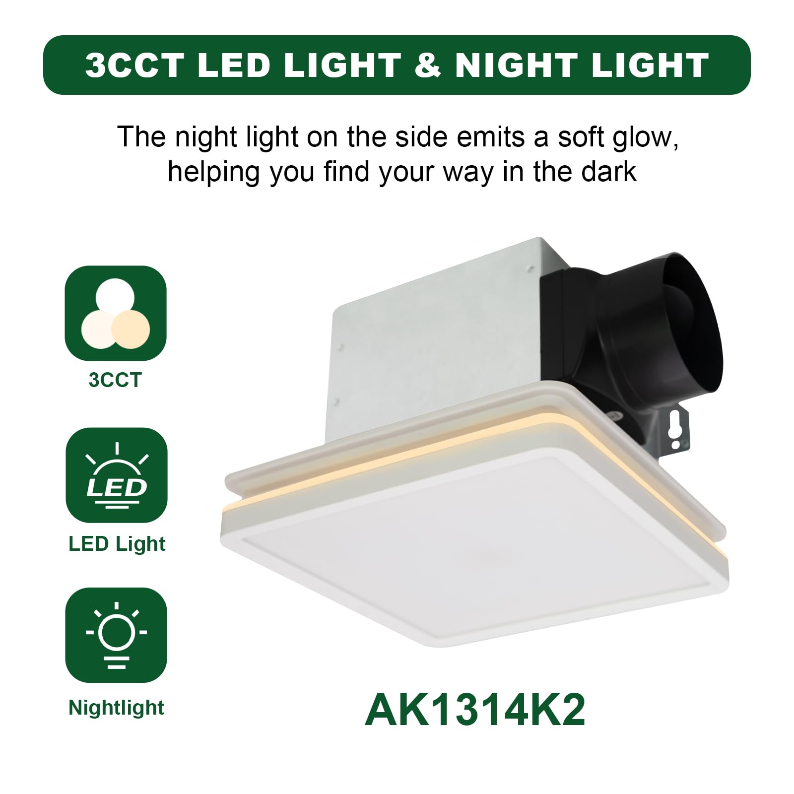 Akicon side night light providing a soft glow for night visibility