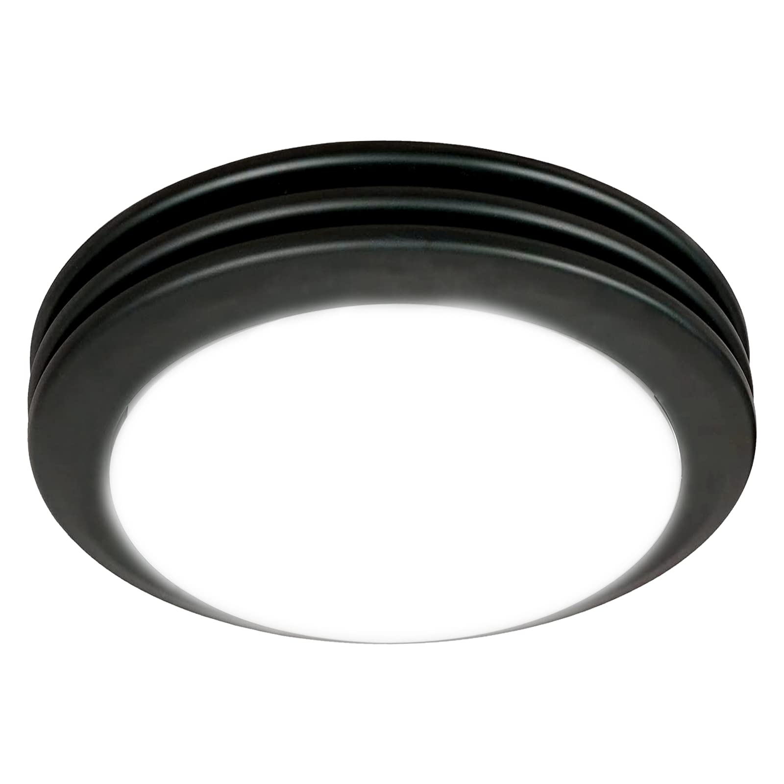 Akicon Ultra Quiet Fan in matte black, front view for moisture control.