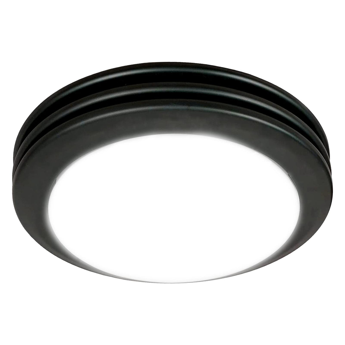 Akicon Ultra Quiet Fan in matte black, front view for moisture control.