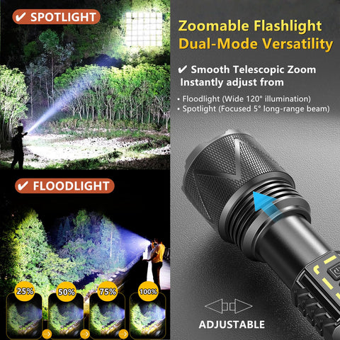 AKISONG 70W flashlight outdoors in camping setup