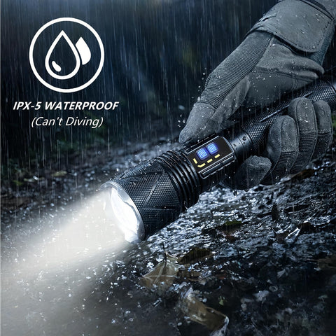 AKISONG 70W flashlight packaging with batteries and accessories