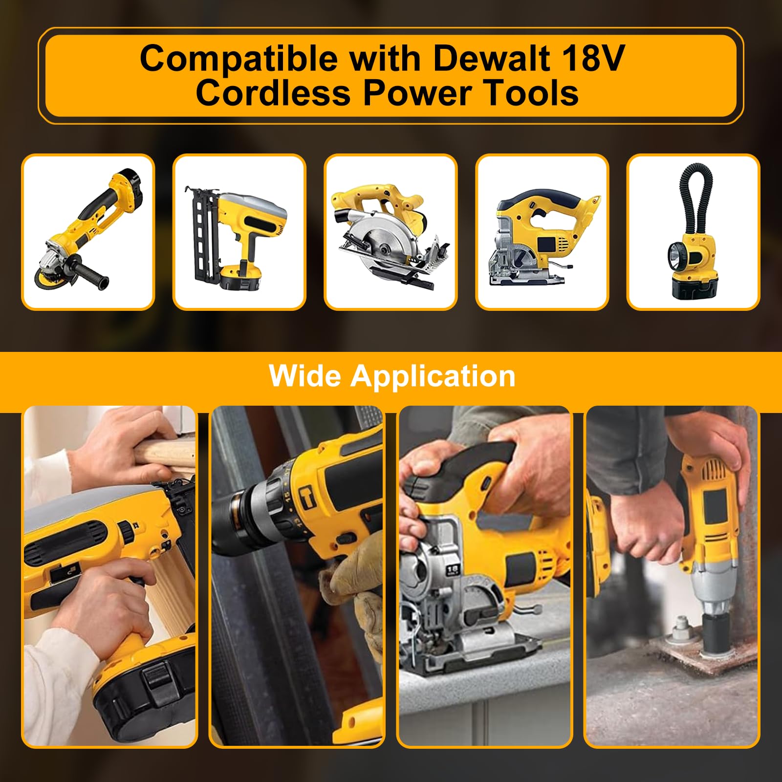 Akkopower 18V replacement battery in-hand with tool ready setup.