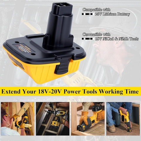Akkopower 18V to 20V conversion setup demonstrates easy swap between tool and battery for versatility.