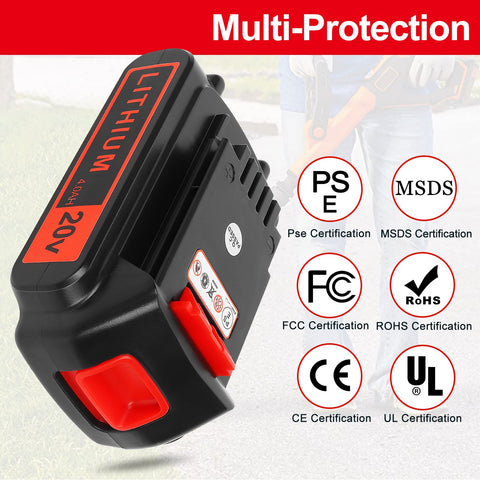 Akkopower 20V battery supports multiple Black+Decker models for versatile projects.