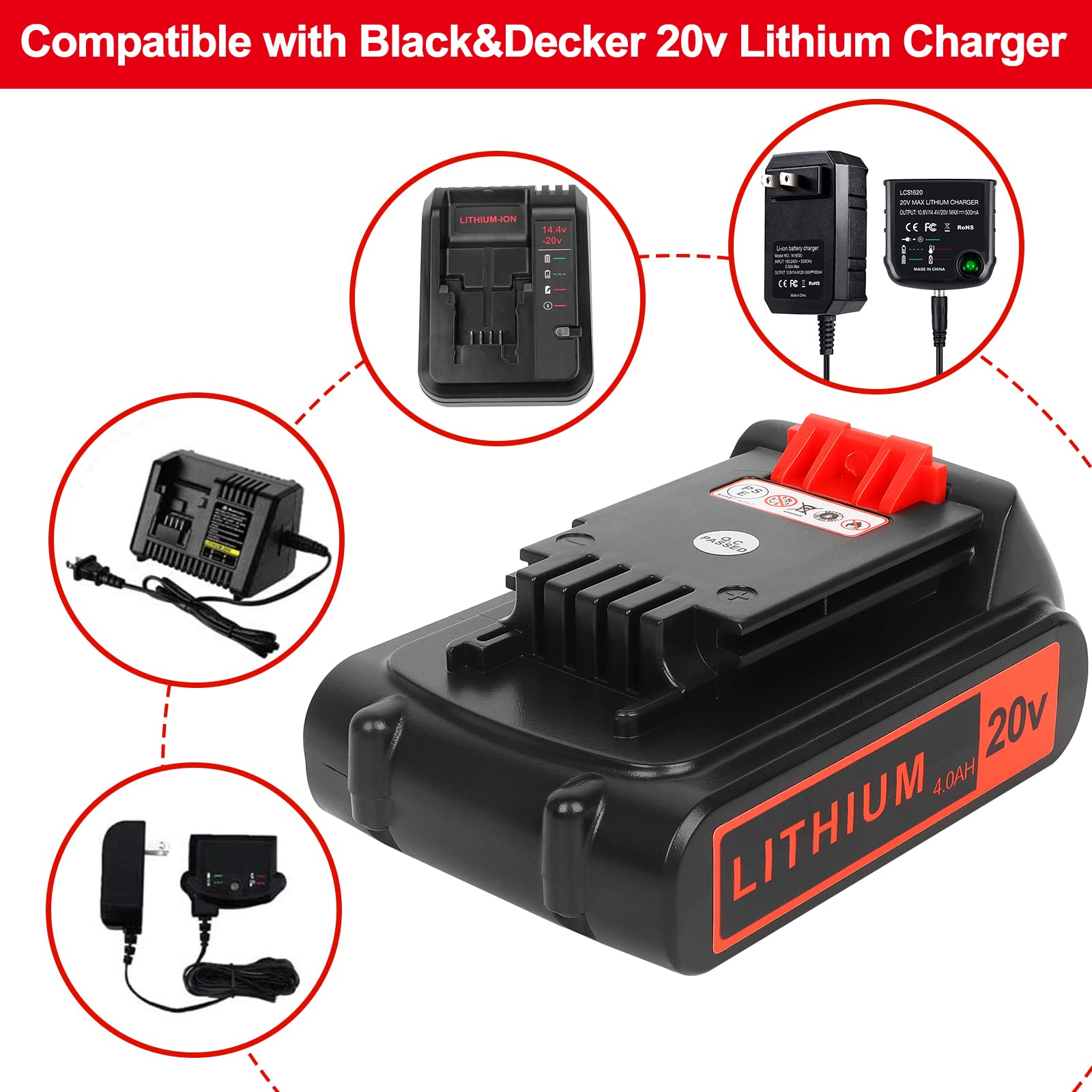 Akkopower 20V battery with safety protections for reliable operation.