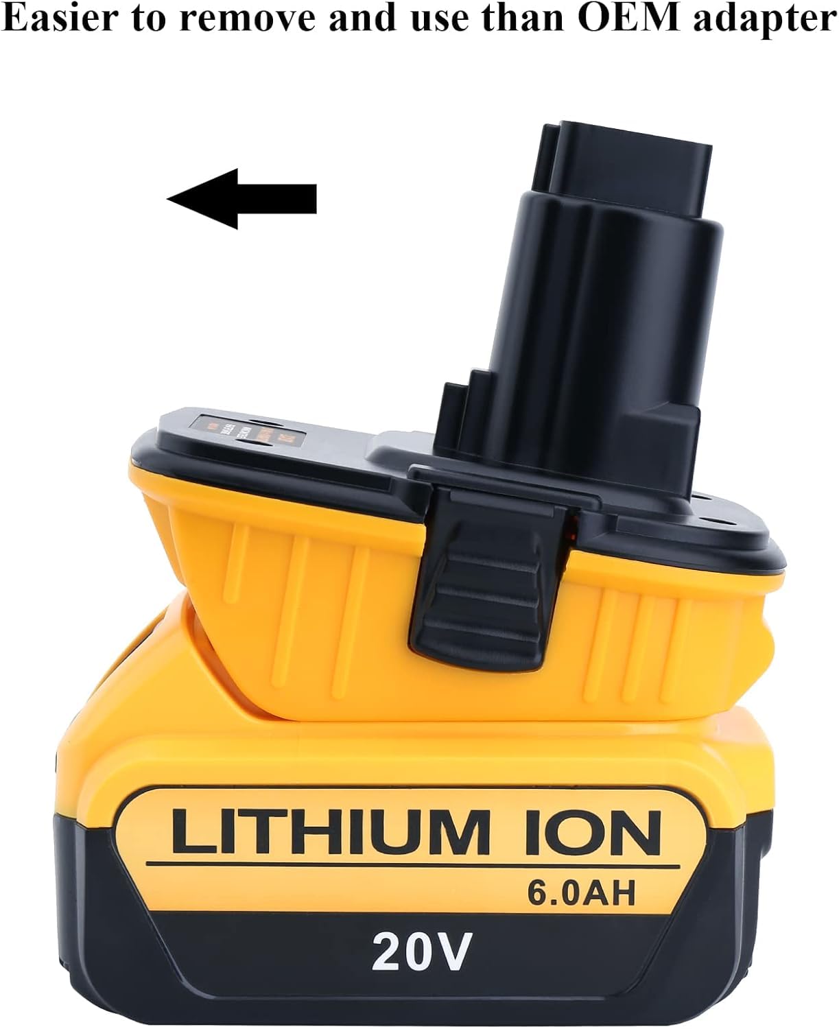 Akkopower 20V max battery insert showing secure seating inside the 18V tool for steady power.