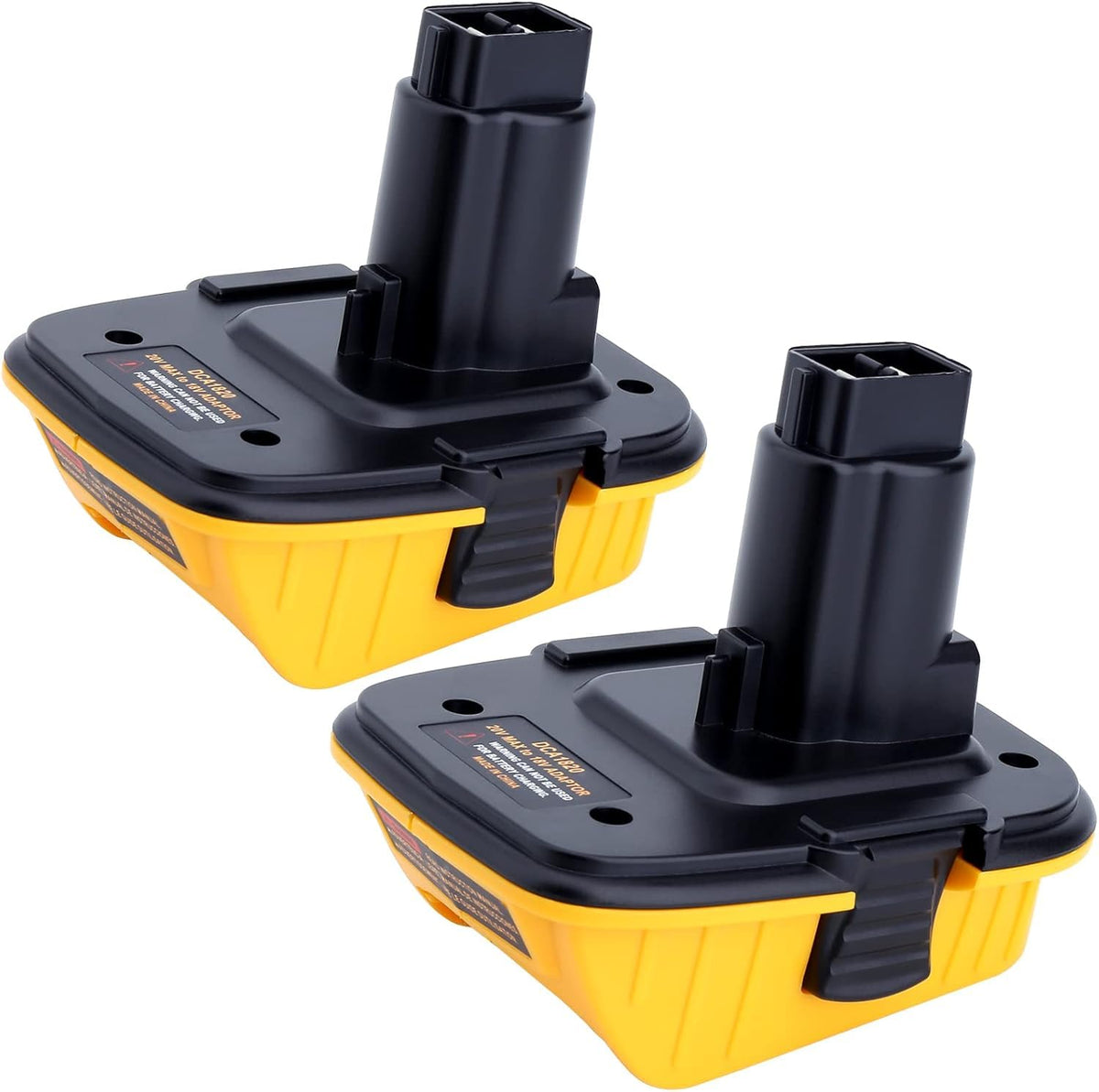 Akkopower DCA1820 adapter closeup showing seamless Dewalt 18V to 20V conversion for extended tool compatibility.