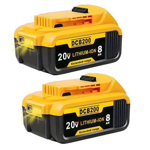 Akkopower 8.0Ah Dewalt battery exterior shows high capacity for longer runtimes.