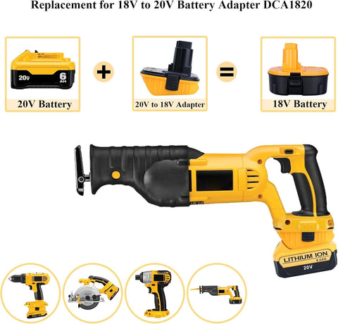 Akkopower DCA1820 dewalt battery connectors image highlighting reliable compatibility for jobsites.