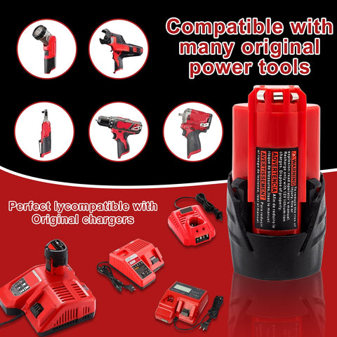 Akkopower Milwaukee battery packaging with safety certification icons