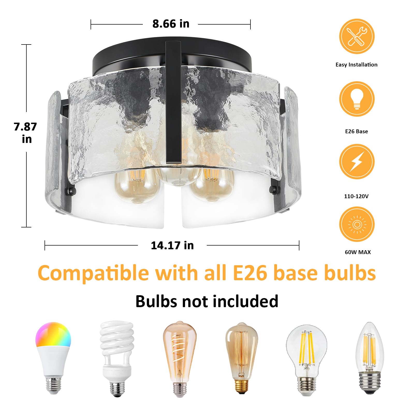 AKLMXCG 14.17 inch diameter ceiling light fits compact spaces.