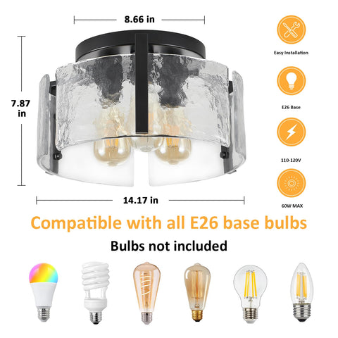 AKLMXCG 14.17 inch diameter ceiling light fits compact spaces.