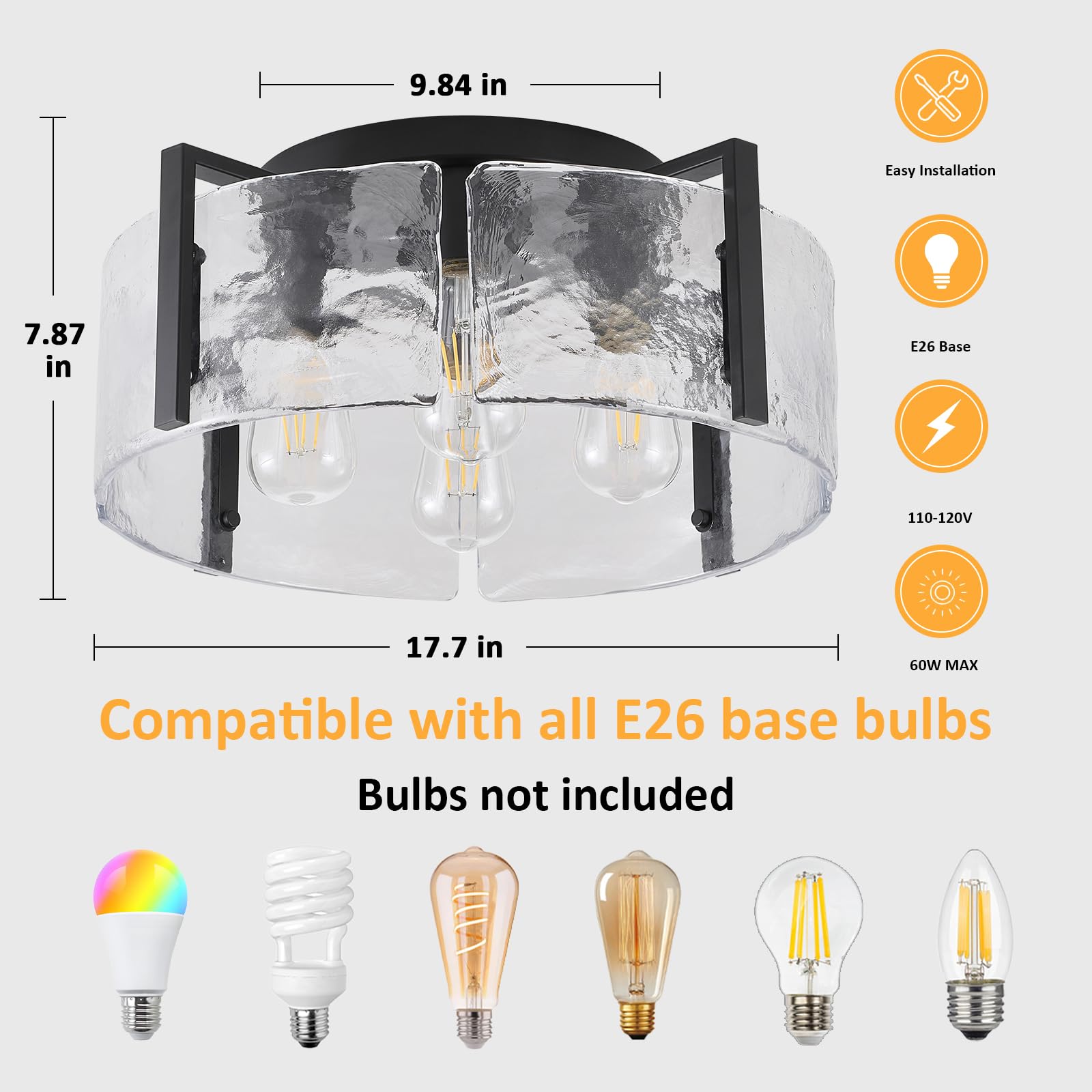 AKLMXCG bathroom-friendly fixture designed to withstand moisture and steam