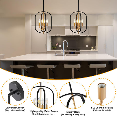 AKLMXCG entryway chandelier in black and gold for welcoming foyer lighting