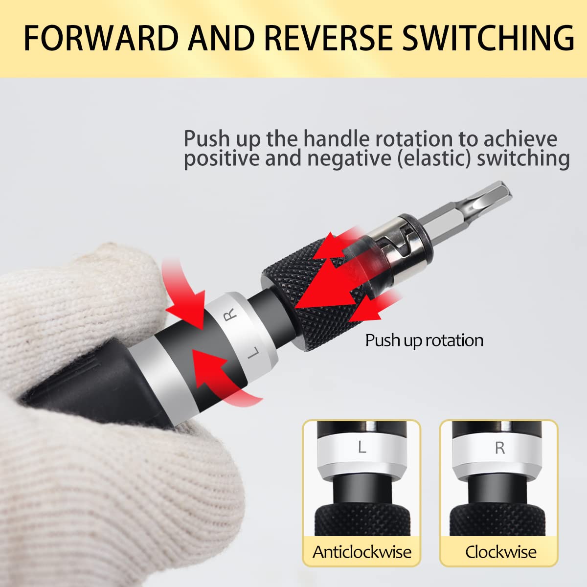 AKM Hand Manual Reversible Impact Driver knurled grip provides non-slip control.