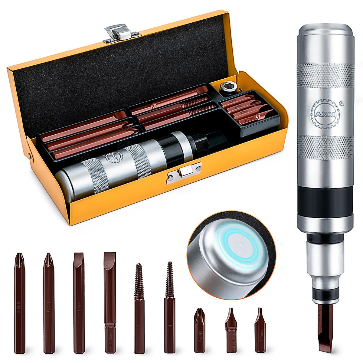 AKM impact driver with 1/2 receiver for versatile fastener work