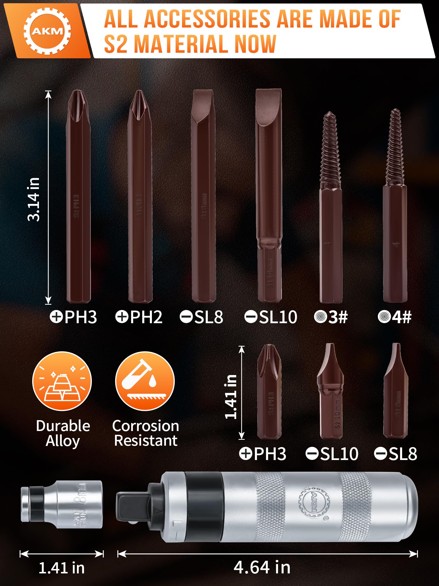 AKM S2 steel bits with precision milled tips for exact fit